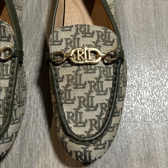 Ralph Lauren Green and Gold Loafers - Picture 2 of 10